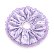 SHANZHUI Oversized Satin Scrunchie – Lavender Floral Lace