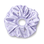 SHANZHUI Oversized Satin Scrunchie – Lilac Floral Pearl