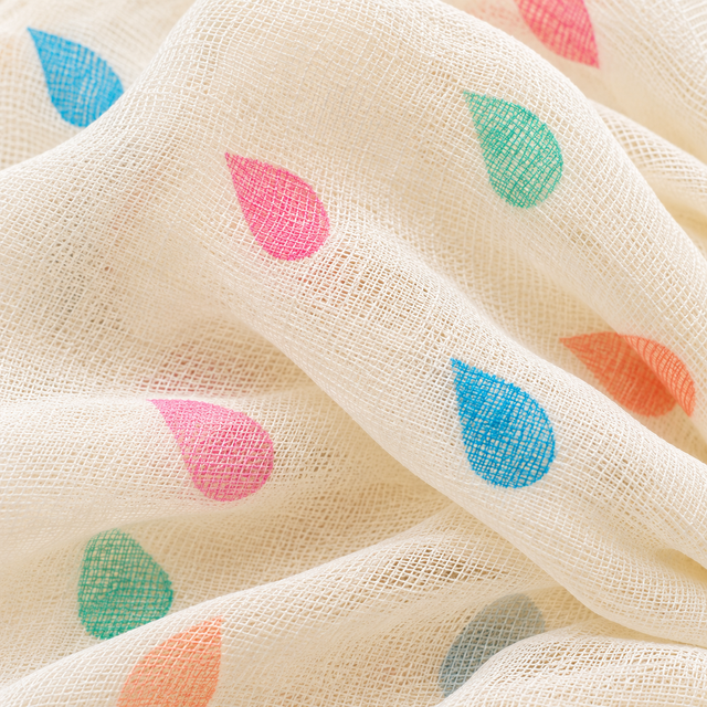 SHANZHUI Oversized Scrunchie – Multicolor Raindrop Lace – raindrop fabric texture detail