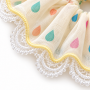 SHANZHUI Oversized Scrunchie – Multicolor Raindrop Lace – white crochet lace detail