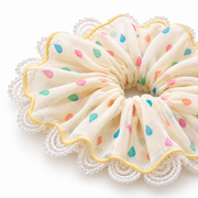 SHANZHUI Oversized Scrunchie – Multicolor Raindrop Lace – side layer construction detail