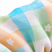 SHANZHUI Oversized Scrunchie – Pastel Plaid Pearl Lace, Blue Trim – pastel plaid texture detail