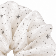 SHANZHUI Oversized Scrunchie – White Star Organza, Silver Glitter – fold volume detail