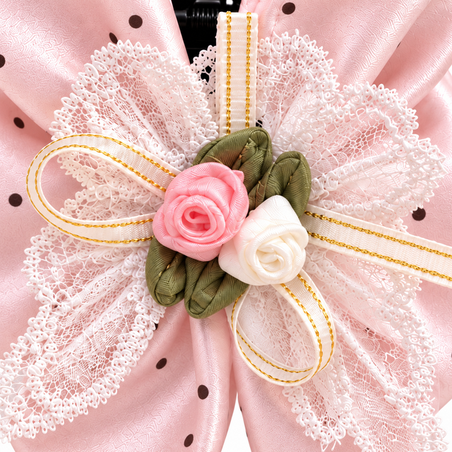 SHANZHUI Pink Polka-Dot Bow Hair Claw Clip – Lace & Roses – secondary decoration detail