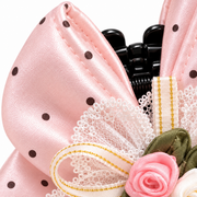 SHANZHUI Pink Polka-Dot Bow Hair Claw Clip – Lace & Roses – edge connection craft detail