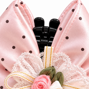 SHANZHUI Pink Polka-Dot Bow Hair Claw Clip – Lace & Roses – claw hinge side structure detail